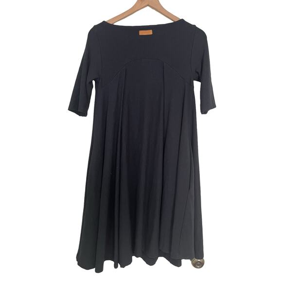 Uptown Sweats by Kiya Tomlin Black Bamboo Blend Short Sleeve Dress Size Small - Picture 2 of 8